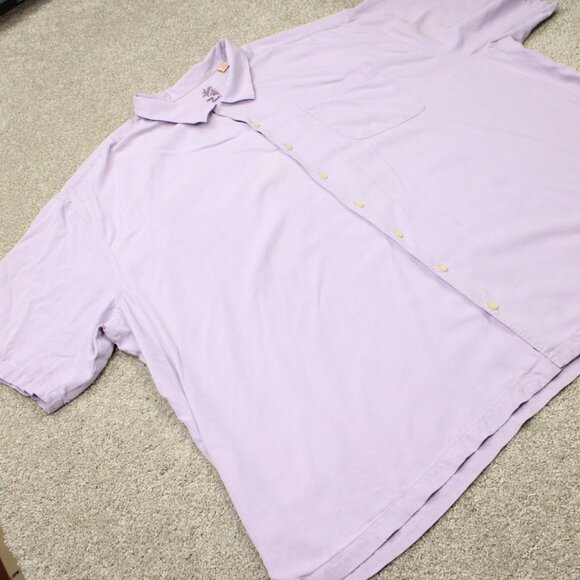Tommy Bahama Camp Shirt Mens5XB Purple Loop Collar 100% Silk Short Sleeve Button - Picture 6 of 12